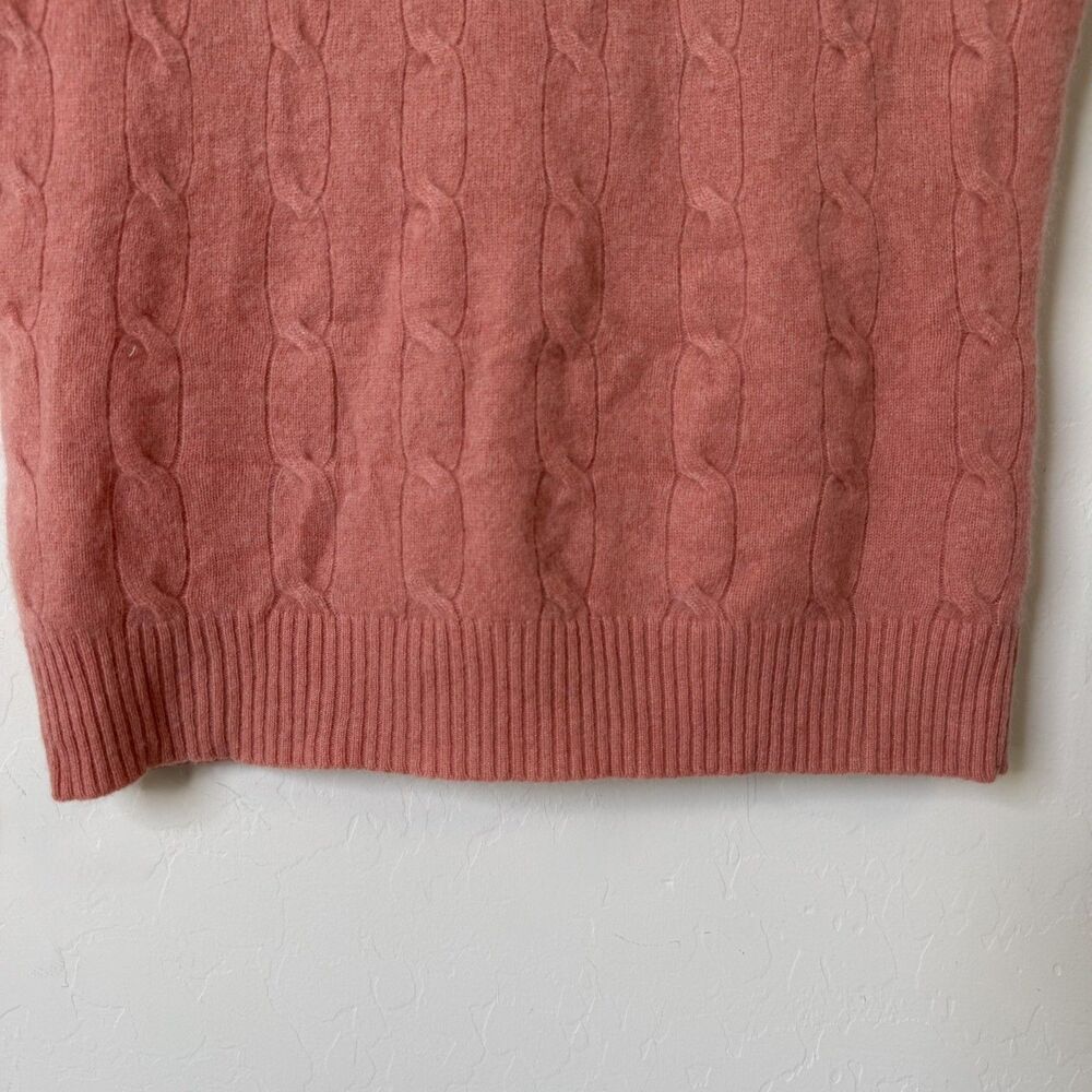 Ann Taylor Medium 100% Cashmere Short Sleeve Cable Knit Sweater Preppy Luxury - Picture 2 of 10